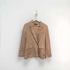 Reformation Blazer Relaxed Fit Oversized Linen Women Medium Tan Khaki